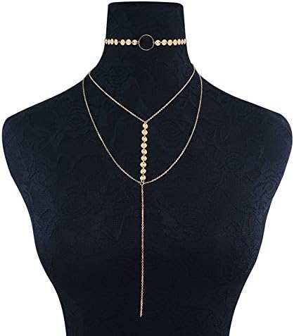 Apangu Women Metal Pendant Necklace Bar Layered Necklace Horseshoe Necklace