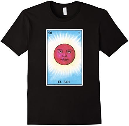 Mens El Sol Card T-Shirt Sun Loteria Tarot Large Black
