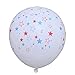 Flitbam Decorations Balloons Latex Celebrations Birthdays Anniversary - White Latex Balloons with Stars Blue White Red - Decoration for Parties, Events - Independence Day