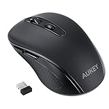 AUKEY Mini Wireless Mouse, Optical Cordless Mouse with USB Nano Receiver, for Notebook, PC, Laptop, Computer, Macbook- Black