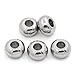 HOUSWEETY Stainless Steel Silver Tone Round Jewerly Findings Solid Beads 5mm (100PCS)