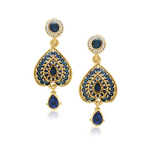 VK Jewels BEAUTIFUL BLUE AND GOLD TEARDROP Earring set -ERZ1062G