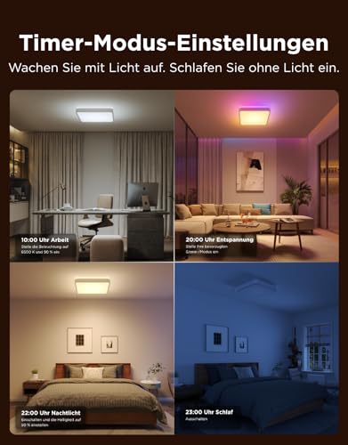 Govee RGBIC Ceiling Light, 48.5 W, Smart LED Ceiling Light, 4300 lm, Compatible with Matter, Alexa & Google Assistant, LED Ceiling Light, Diameter 38 cm, Dimmable with Backlight for Living Room
