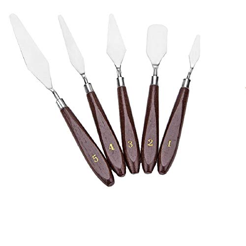 Dtacke 5pcs Painting Palette Knife Artist Paint Spatula Oil Acrylic Painting Scrapper Knife for Thick Paint Painting Tools