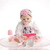 SanyDoll Reborn Baby Dolls, Baby Growth Partners, Headband Pink Small Safflower to Accompany Sleep Little Princess 22inch 55cm
