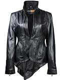 FactoryExtreme Flam Glam Suave Womens Black Leather Jacket, Large, Black