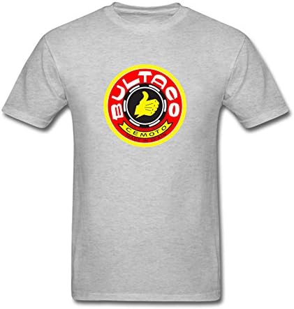 Men's Bultaco Logo Design O-Neck Fashion T Shirt Grey XL