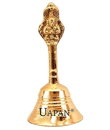 UAPAN Brass Puja Bell (Gold_2.2 Inch X 2.2 Inch X 4 Inch)
