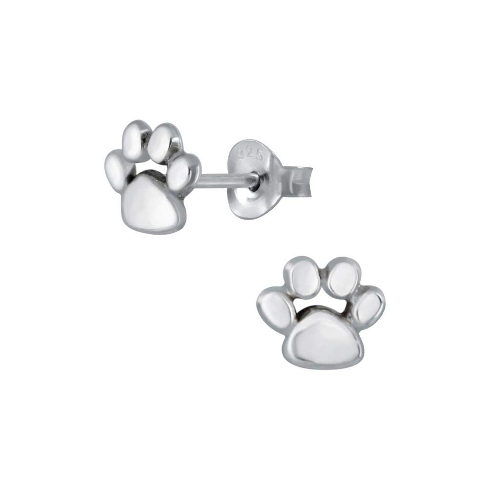 I love silver jewellery Silver Paw Print Sterling Silver Tiny Stud Earrings - SIZE: 6mm Women & Girls Pet Lovers