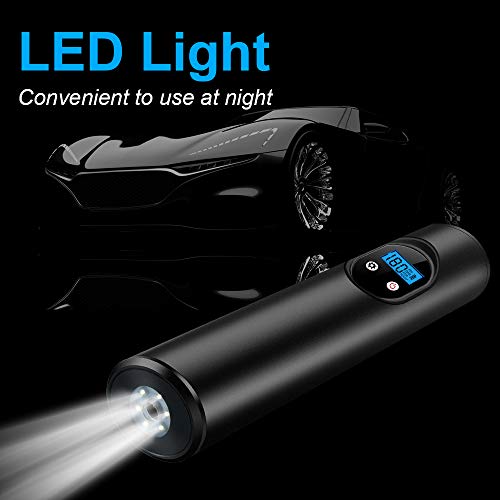 VSTM Portable Air Compressor Mini Air Tyre Inflator Hand Held Tire Pump 2000mAh with Digital LCD LED Light Rechargeable 12V Li-ion Battery 150PSI for Car Bicycle RV Tires and Other Inflatables
