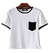 Uideazone Women Loose Crop Top Teen Girls Hipster White T-Shirt Cotton,Black,Asia M (US 2)