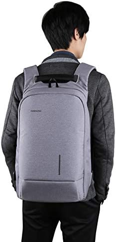 Laptop Backpack, Kingsons Business Travel Computer Bag with USB Charging Port Anti-Theft Water Resistant for 15.6-Inch Laptop(Light Grey)