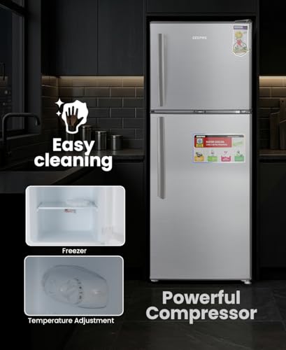 200L Gross/130L Net Capacity, Double Door Defrost Refrigerator With Grip Handle, Silver Finish, Adjustable Front Wheel, Quick Cooling, Low Voltage, Fridge - 90L/Freezer- 40L capacity GRF2209SXE Silver