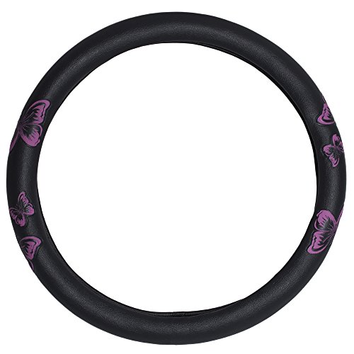 OxGord Stylish Leather Pro Grip Slip-on Steering Wheel Cover Butterfly
