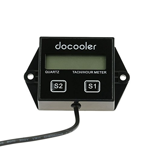 Docooler Digital Engine Tach Tachometer Hour Meter Gauge Resettable Inductive for Racing Motorcycle