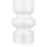 VanEnjoy White Glass Hydroponic Vase, Colored Glass vase Flower, Three-Layer 7 inch Cylinder vase for Home Décor, Modern Glass Vase for Home, Office, Wedding
