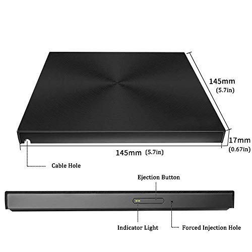 External CD DVD Drive USB 3.0 Portable CD DVD +/-RW Drive Slim DVD/CD ROM Rewriter Burner Writer, High Speed Data Transfer for Laptop/Desktop/MacOS/Windows10/8/7/XP/VVista