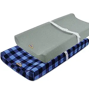 Super Soft and Stretchy Changing Pad Cover 2pk by BlueSnail (Navy buffola Plaid)