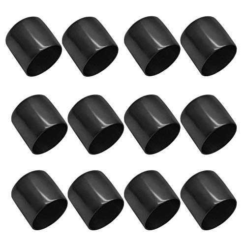 Bonsicoky 12Pcs Round Rubber End Caps 1-3/4" (45mm) ID Vinyl Flexible Bolt Chair Foot Covers Screw Thread Chair Leg Protectors for Round Tubing Bolt Desk Chair Leg (Black) at Amazon