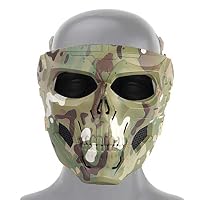 DokFin Tactical CS Mask, Skull Face Protection Mask for Airsoft/Paintball/BB Gun/CS Game/Hunting/Shooting, Scary Helmet for Halloween, Cosplay, Costume Party, Play Trick and Movie Prop