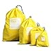 FORYEE Waterproof Storage Bag - Nylon 4 Different Size - Drawstring Bags/Ditty Bag/Cord Bag/Shoes Bag for Travel Home Outdoor Hiking Camping - Yellow