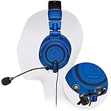 Audio-Technica ATH-M50xBB Limited Edition Gaming Headphones (Blue) -Includes- Antlion Audio ModMic 5 Attachable Boom Microphone with Noise Cancellation and Blucoil Y Splitter for Audio, Mic