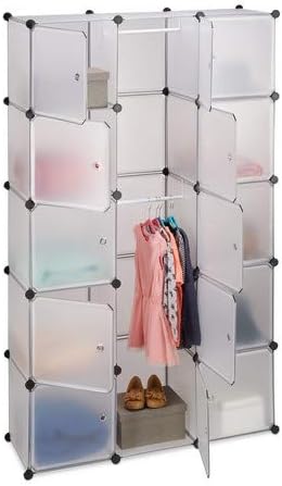 Relaxdays Etagere Cubes Rangement Penderie Armoire 11 Casiers 2 Tringles Plastique Modulable Diy Transparent Amazon Fr Cuisine Maison