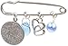 Light Blue Simulated Pearl, Double Heart, Blue Crystal, and Six Pence Bridal Pin