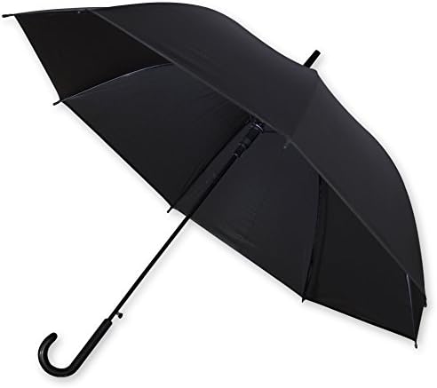 Rain Umbrella for Men and Women with Auto Open and Quality Lightweight Durable Nylon Canopy (Black)
