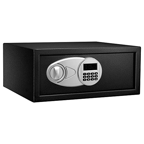 Amazon Basics Tresor aus Stahl, Sicherheit für Zuhause, mit digitaler Tastatursperre – für Bargeld, Schmuck, Ausweise, Dokumente, 20 l, 43 cm x 37 cm
