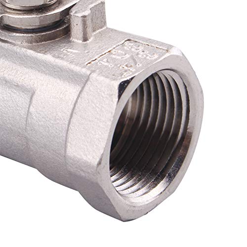 Stainless Steel 1PC Ball Valve with Blue Vinyl Handle Female to Female Standard Port for Water Oil and Gas PTFE Seal 3/4" NPT - Thumbnail 4