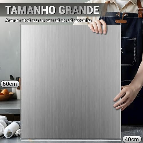 Tabua de Corte Aço Inox 304, Tábua de Corte Profissional em Aço Inoxidável 304, 60CM*40CM*1.5MM, Tábua de Pastelaria de Cozinha