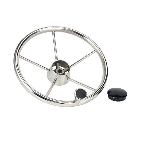 Amarine-made-5-spoke-13-12-Inch-Destroyer-Style-Stainless-Boat-Steering-Wheel-with-M-Size-Knob-9310SRF1