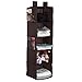 Housen Solutions Hanging Closet Organizer Clothes Storage Shelves, 5-Shelf Collapsible Accessory Hanging Shelves with 4 Mesh Pocket, Brown