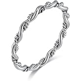 SeiMios Twist Ring Stainless Steel Dainty Thin Stackable Thumb Pinky Knuckle Finger Rings for Women Size 6-10