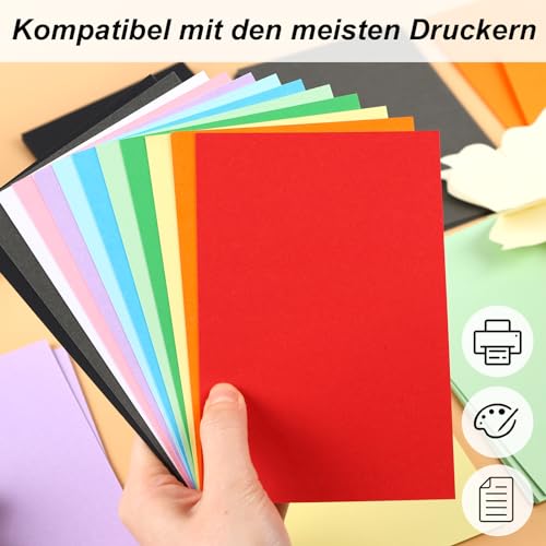 VGOODALL goldfolie 50 Blatt Tonpapier, Farbigen Kopierpapier 12 Farben Bastelkarton TonPapier 10 x 15 cm für DIY Kunst Handwerk Drucken Skizzieren