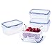 KIGI 4 PACK 6OZ Plastic Small Containers with Lid Portion Control Mini Bento Box Leaf-proof To-go Container Salad