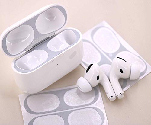 BLLQ Dust Guard Dust Proof Film for AirPods Pro, [ Gray White ] [ 2 Sets ] [AirPods Pro Metal Anti Dust Sticker],Shine Shield Dust Guard for AirPods Pro, Gray White - Thumbnail 2