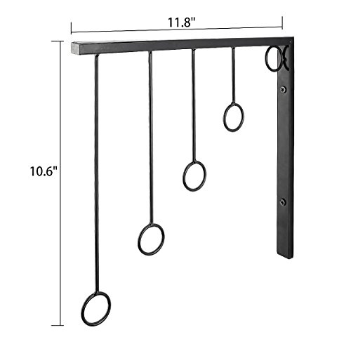 Kernorv Wall Clothing Rack, Wall Garment Racks 5 Rings Hanging Clothing Garment Rack (Set of 3, Black) - Thumbnail 2