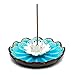 Incense Holder - Porcelain Decorative Flower Incense Stick Holder Burner Bowl - Ceramic Incense Ash Catcher Tray (Light Blue)