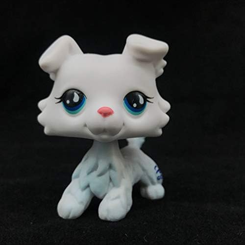 LPSDOG LPS Collie White Sample Blue Tear Eyes Custom Dog Puppy can Draw Pattern by Yourself Collection Action Cartoon Figure Kids Boys Girls Xmas Gift