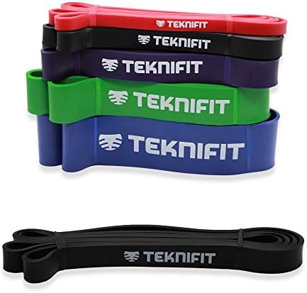 Teknifit Power Resistance Bands | Premium Assisted Pull Up Bands | Light to Heavy Strength Levels for Full Body Workout | Versatile - Complete Fitness Training Solution | FREE Exercise Guide