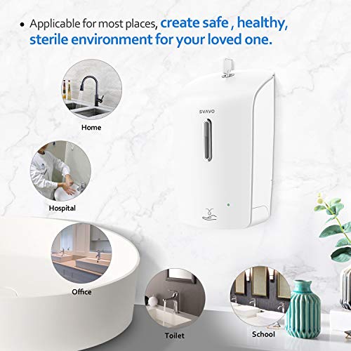 SVAVO Automatic Soap Dispenser Wall Mounted Hand Sanitizer Dispenser 33.8oz/1000ml Touchless Liquid Soap Dispenser Sensor Soap Dispenser Pump for Bathroom Kitchen Commercial
