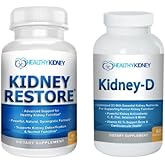 Kidney Restore & Kidney-D 2-Pack Capsules for Kidney Support with Optimized Vitamin D Antioxidants, Kidney Probiotics, Sodium Bicarbonate for Kidney Cleansing