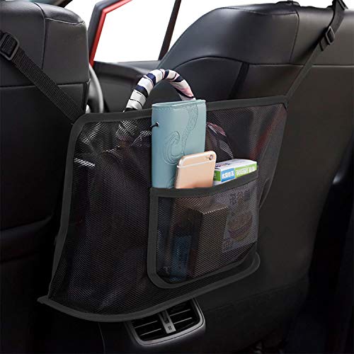 Car Net Pocket Handbag Holder, Hand bag Holder for Car Organizer Mesh for Purse - Helps as Dog Barrier