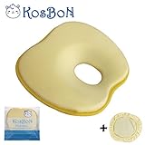 KSB 9 Inches Yellow Soft Memory Foam Baby Pillow Head Positioner Neck Support,Prevent Flat Head Syndrome For 3 Months To 1 Year Old Infant (Apple Shape,Includes Pillow Case)