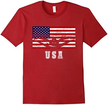 Men's American Flag Swimming Shirt, USA Gift, Swim Team T-Shirt Small Cranberry