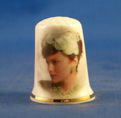 Porcelain China Collectable Thimble - Vintage Vogue ladies Hat -- Free Gift Box