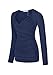 Simier Fariry Womens Clothing Long Sleeve Sexy Blouse Tops Navy Blue L