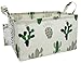 FANKANG Storage Basket,Nursery Hamper Canvas Laundry Basket Foldable with Waterproof PE Coating Storage, Office, Bedroom, Clothes,Toys (L, Rec-Cactus)